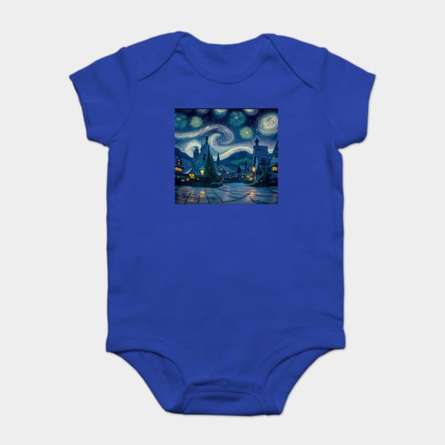 Starry Night Over Hogsmeade Village Baby Bodysuit by Grassroots Green